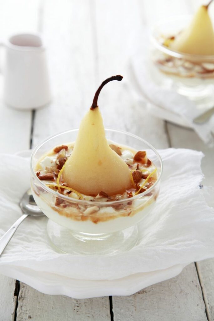 Sugar free vanilla poached pears